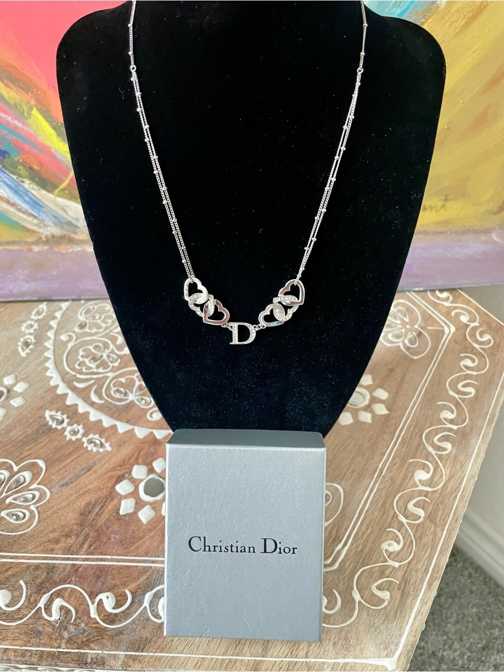 Christian Dior Double Strand Heart Necklace